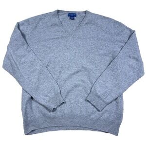 Joseph & Lyman Cashmere Sweater Men Large Gray V Neck Soft Grandma 100% Cashmere